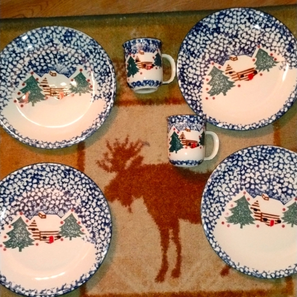Crab Apple Blue Ridge Southern Potteries Dinner Plate DISTRESSED NPLC 3 Pieces - Picture 10 of 16